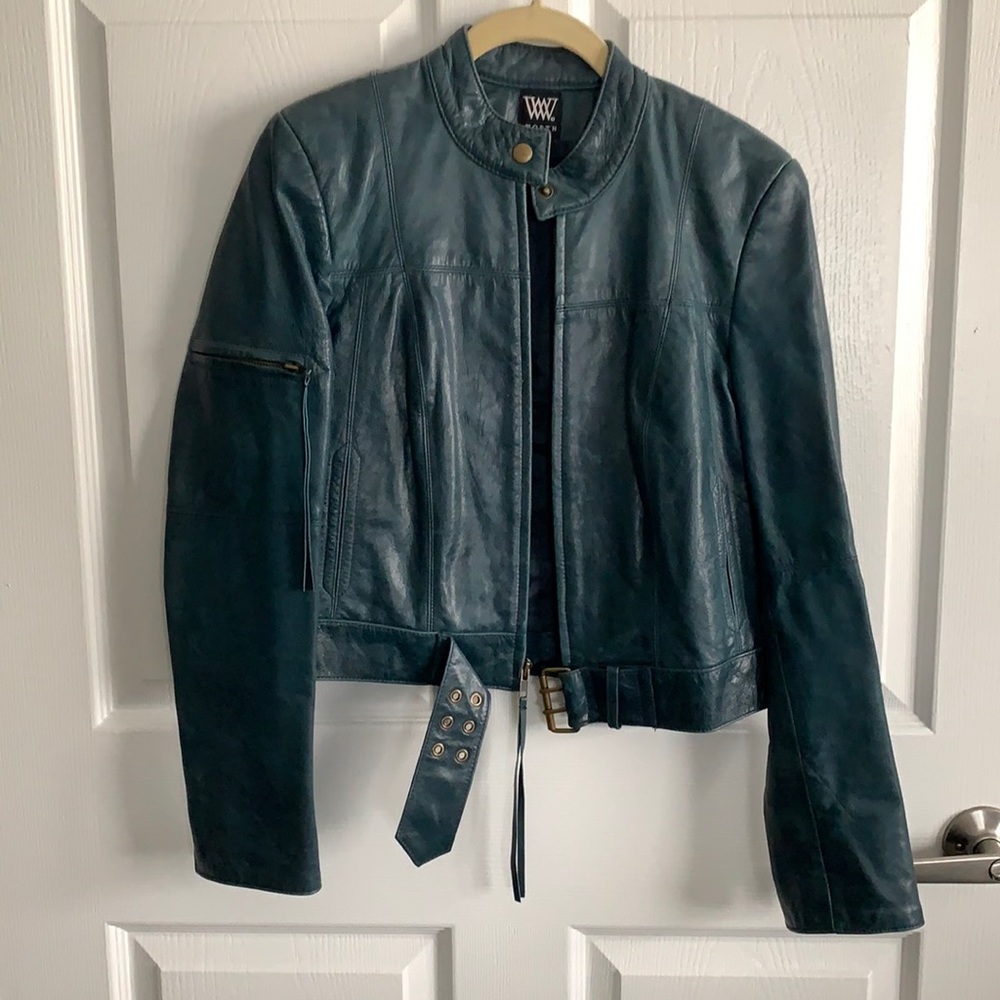 Worth Blue Leather Jacket